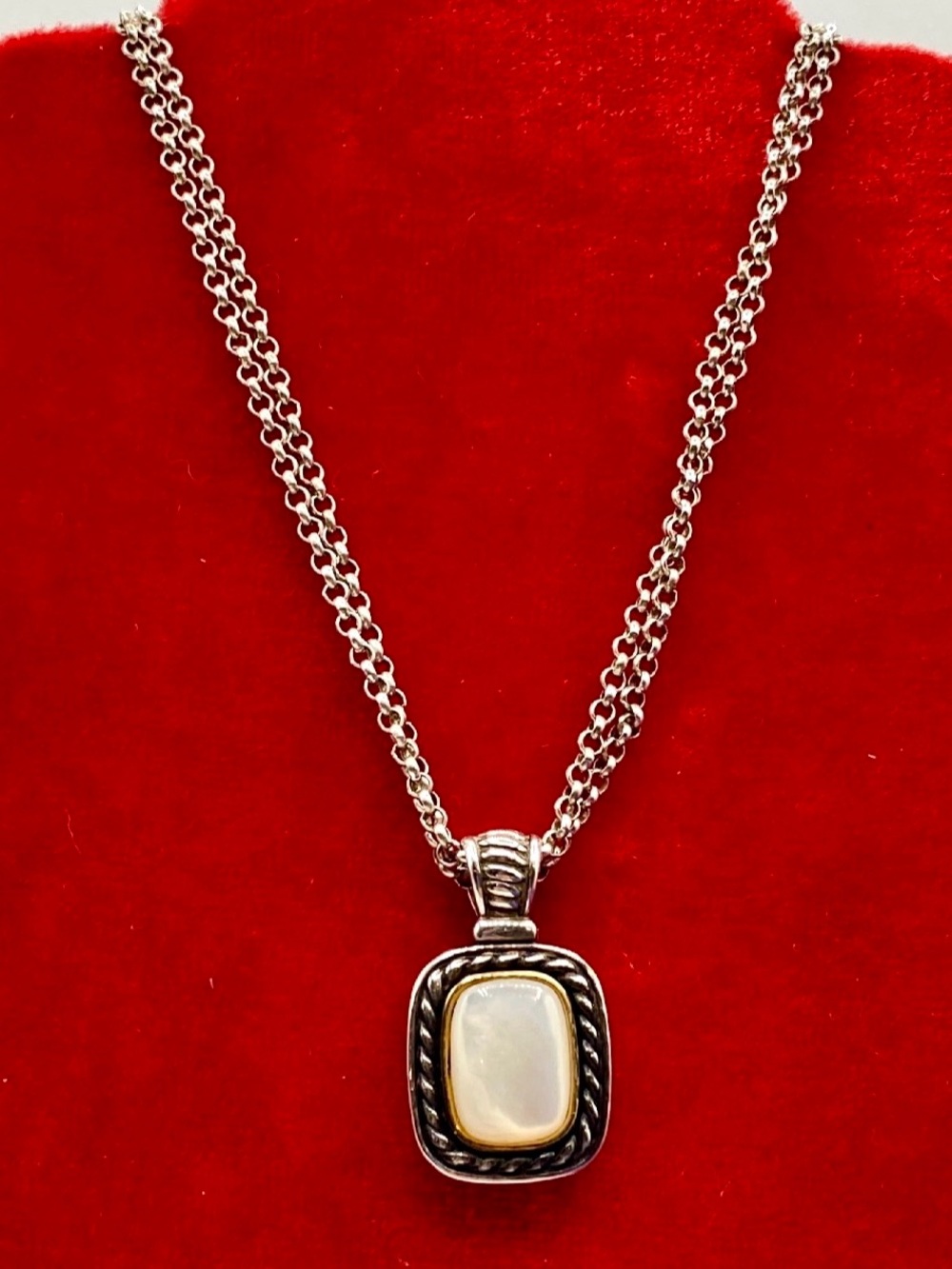 GV Sterling Silver & 14K Mother of Pearl Necklace